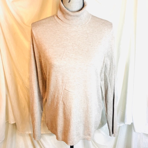 Chico's Sweaters | Chico's Size 2 Turtleneck Sweater Long Sleeve Creme Off-White Stretch Thin Knit | Color: Cream | Size: M | Mintclothingco2's Closet